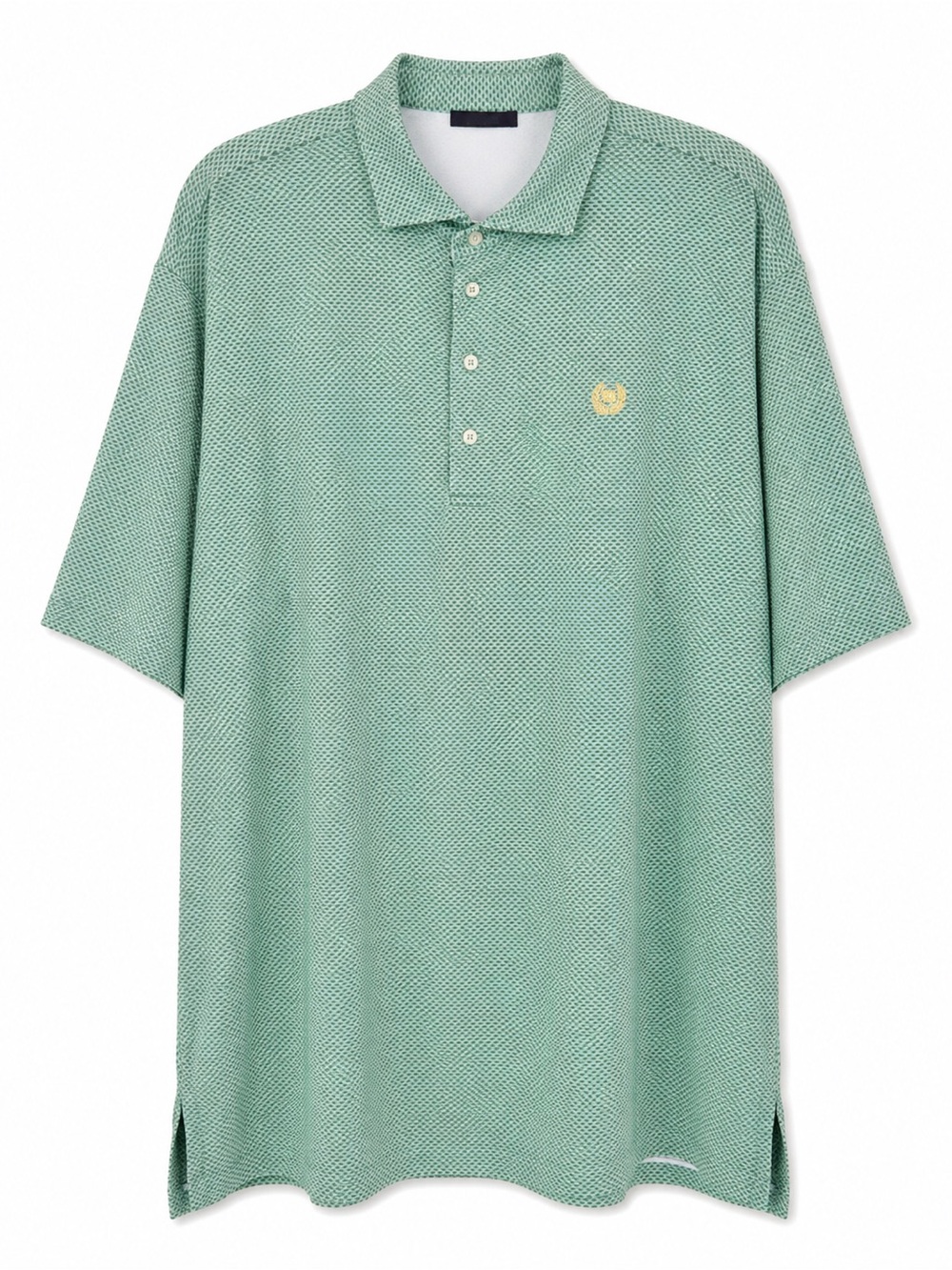 Turtleson Performance Golf‎ Polo Shirt Seafoam Green Geometric Gold Crest XL